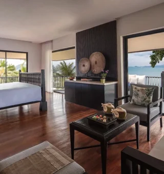 Luxury Beach Front View Suite - Bedroom at Anantara Bophut Koh Samui Resort