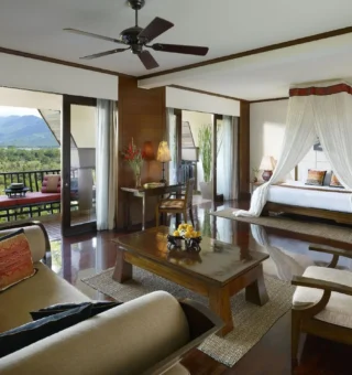 Guest room at Anantara Golden Triangle Elephant Camp & Resort