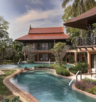 Pool access with traditional Thai architecture at Anantara Hua Hin Resort