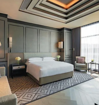 The Sky Suite, M Club Lounge Access, 3 Bedroom Presidential Suite, Skyline View - Bed at Bangkok Marriott Marquis Queen’s Park