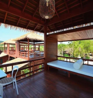 Villa balcony overlooking the resort at The Blue Sky Resort Koh Payam