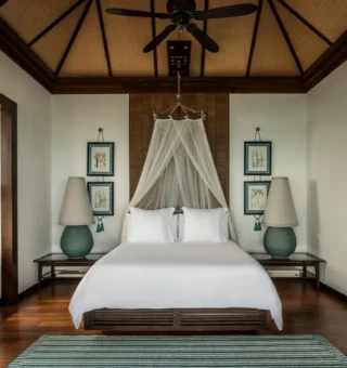 Family Pool Villa with one king and two twin beds - Bed at Four Seasons Resort Koh Samui, Thailand