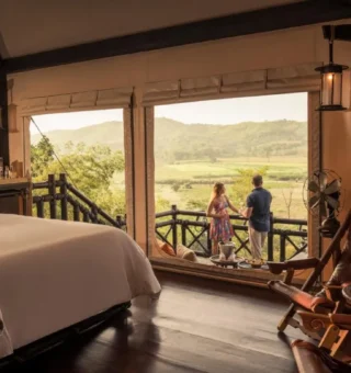 Balcony/terrace at Four Seasons Tented Camp Golden Triangle