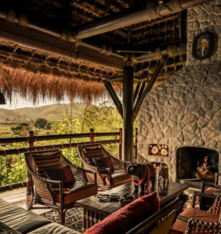 Bar/lounge at Four Seasons Tented Camp Golden Triangle