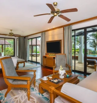 Suite living room with sea view at JW Marriott Phuket Resort & Spa