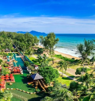 Aerial view of the resort and Andaman coast at JW Marriott Phuket Resort & Spa