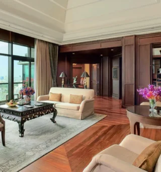 Guest room at The Peninsula Bangkok