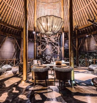 Dramatic tin-mine-inspired lounge interior at The Slate Phuket