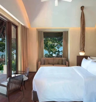 Tropical Pool Villa, Villa, 1 King, Sofa bed, Ocean view, Private pool - Bed at Vana Belle, a Luxury Collection Resort, Koh Samui